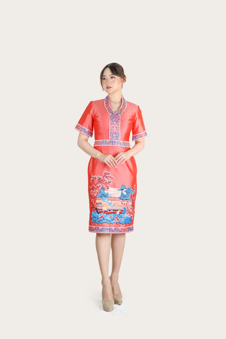 CNY - ETHNIC PEACH CHEONGSAM - Gambar 2