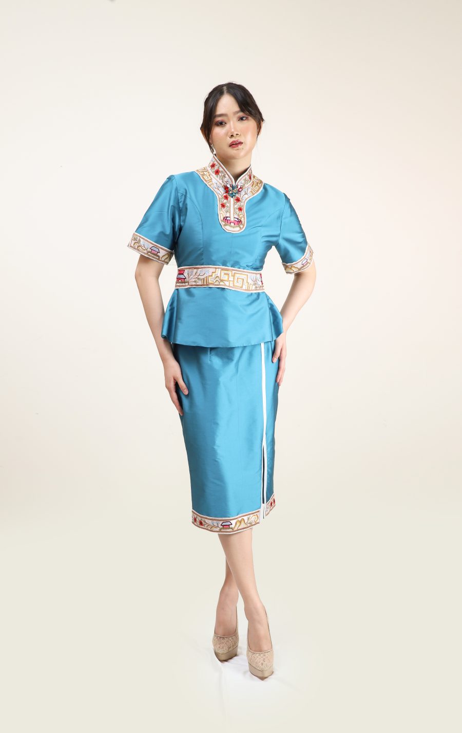 CNY - ONESET BLUE CHEONGSAM