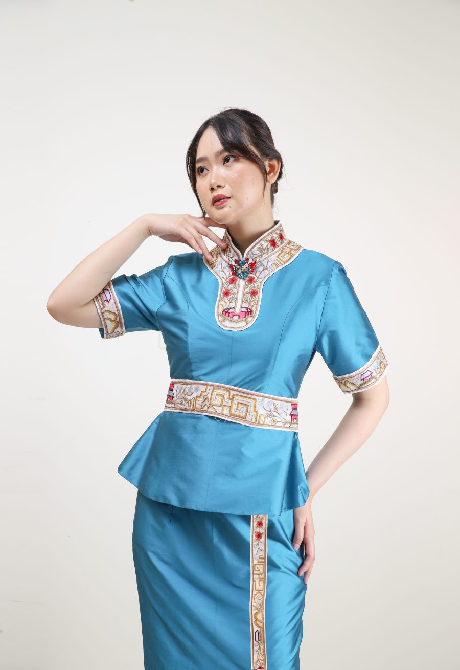CNY - ONESET BLUE CHEONGSAM - Gambar 3