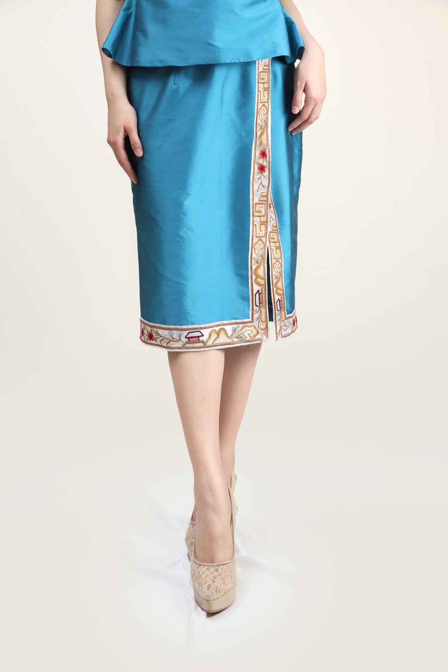 CNY - ONESET BLUE CHEONGSAM - Gambar 4